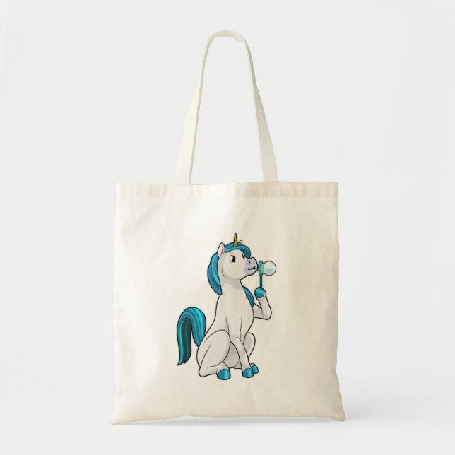 Tote Bag Unicorne avec bulles de savon (Devant)