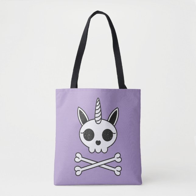 Tote Bag Unicorne crâne et os croisés (Devant)