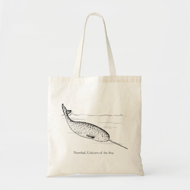 Tote Bag Unicorne de baleine de Narwhal de la mer (Devant)