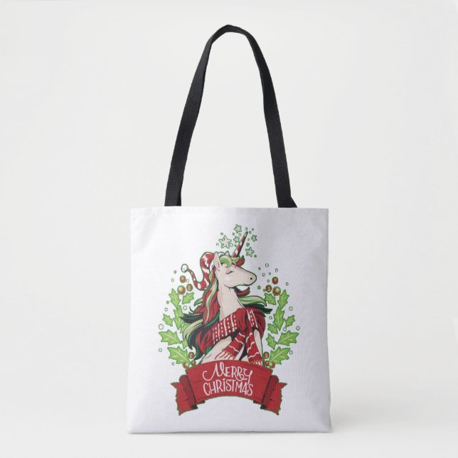 Tote Bag Unicorne de Noël (Devant)