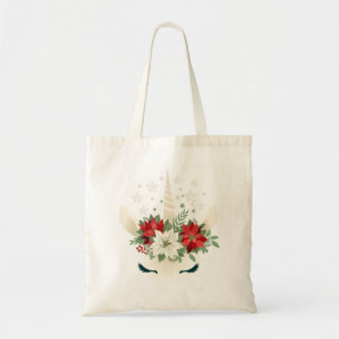 Tote Bag Unicorne de Noël floral