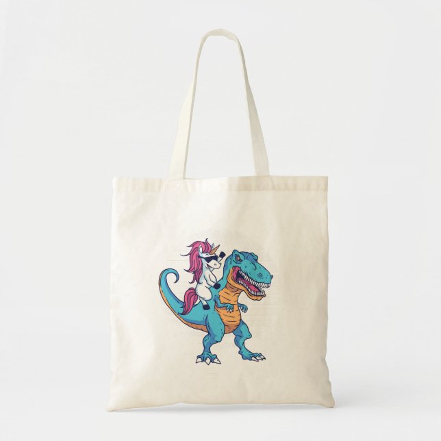 Tote Bag Unicorne et T-Rex (Devant)