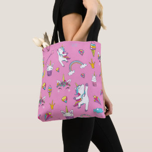 Tote Bag Unicorne Fan Club motif rose