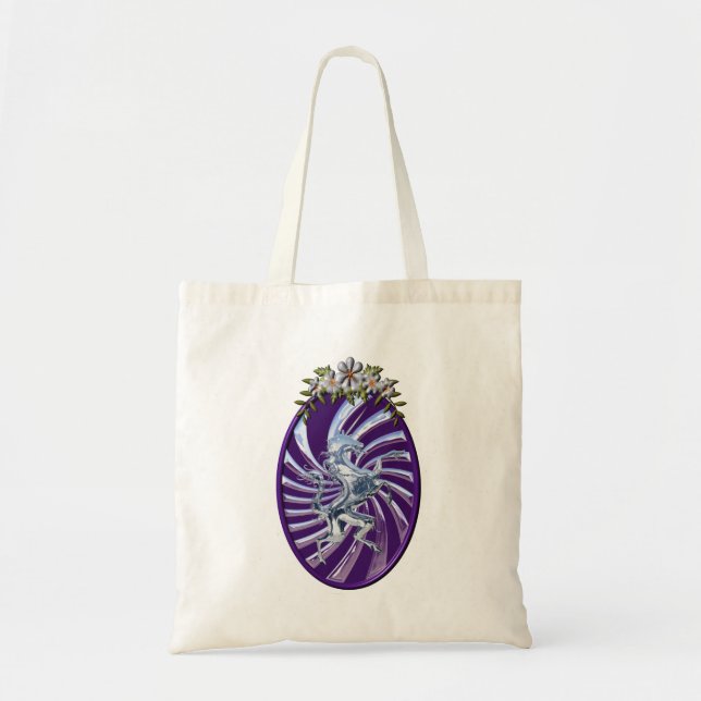 Tote Bag Unicorne magique mythique en argent (Devant)