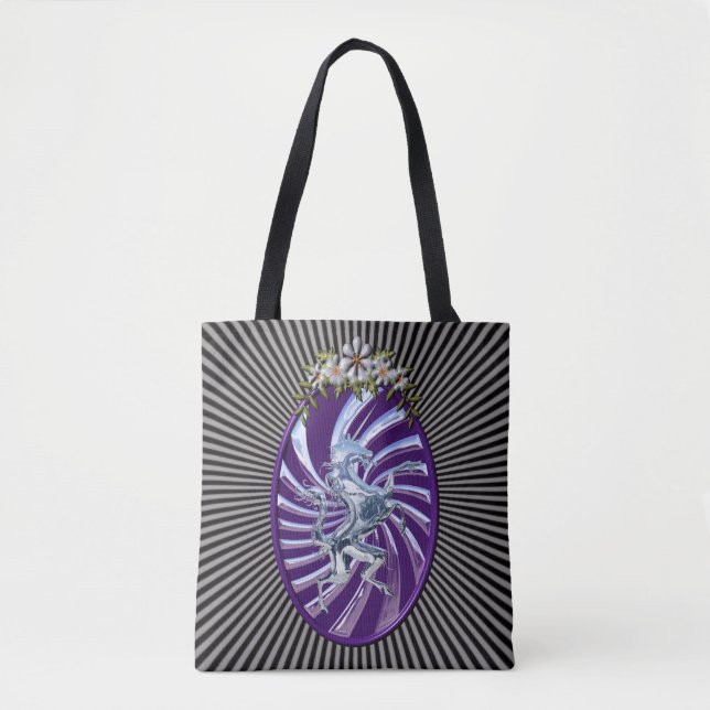 Tote Bag Unicorne magique mythique en argent (Devant)