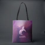 Tote Bag unicorne mignonne mauve magique<br><div class="desc">Ajoutez une touche d'imaginaire coloré aux fêtes d'anniversaire avec ce design amusant. Doté d'une licorne violette avec étoiles et arrière - plan de galaxie,  ce design mignon sera un favori pour tous les âges. Partie d'une collection.</div>