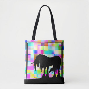 Tote Bag Unicorne mystique (à damiers coloré)