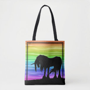 Tote Bag Unicorne mystique (arc-en-ciel aquatique)