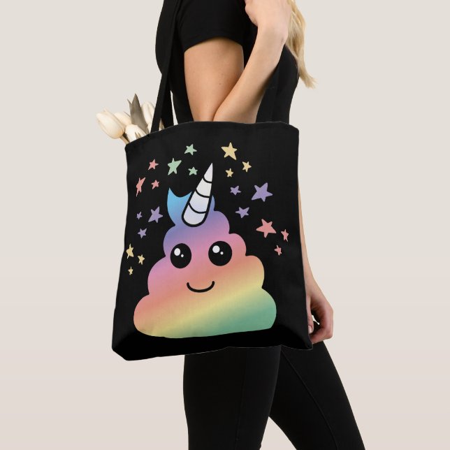 Tote Bag Unicorne Rainbow Poop Emoji Kawaii (De près)