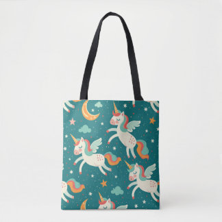 Tote Bag Unicorne verte pour enfants