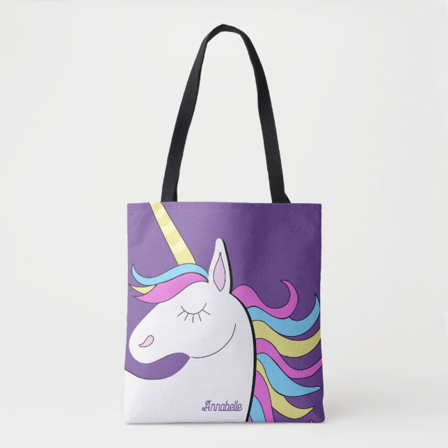 Tote Bag Unicorne violette Jolie Unicornes Imaginaire (Devant)