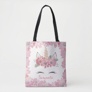 Tote Bag Unicorne, Visage Unicorne, personnalisée, girly, f