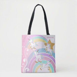 Tote Bag Unicornes magiques roses