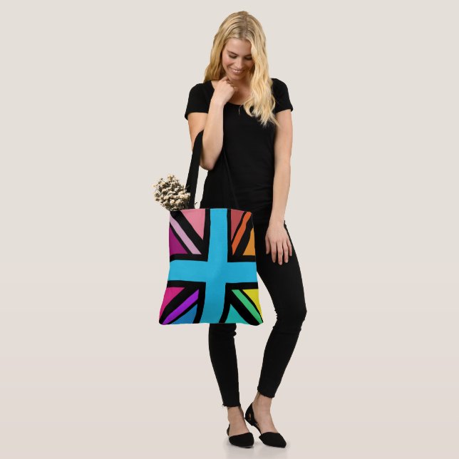 Tote Bag Union Jack/Drapeau Multicolore+Noir (Sur le modèle)
