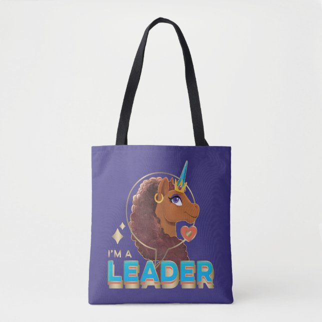 Tote Bag Unique à la licorne "I’m a Leader" Design (Devant)