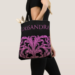 Tote Bag Unique Vintage Swirl Ombre rose Personnalisé