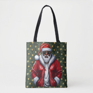 Tote Bag Uniquely Black Santa Large Shoulder Tote