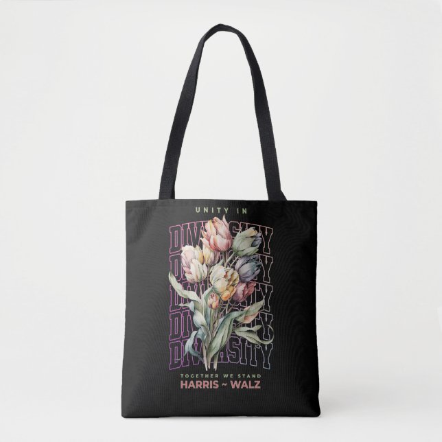 Tote Bag Unity In Diversity Harris Walz 2024 Dusty Rose (Devant)