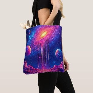 Tote Bag Univers en néon : étoiles ruisselantes de lumière