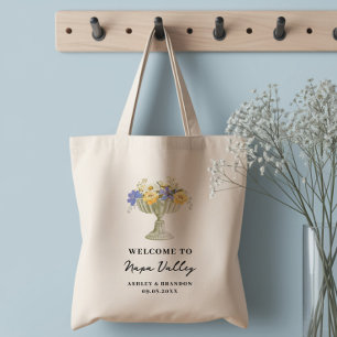 Tote Bag Urne de Fleurs Romantique Hotel de Mariage Bienven