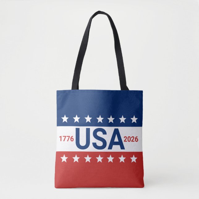 Tote Bag USA 1776 2026 250th Anniversary Red White Blue (Devant)