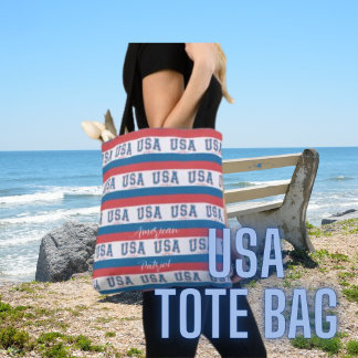 Tote Bag USA American Patriot Red White Blue Stars Stripes