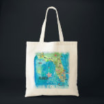Tote Bag USA Florida State Carte Vintage avec les faits sai<br><div class="desc">USA Florida State Illustrated Art Print Retro Vintage Map with Touristic Highlights.
C'est le souvenir parfait,  cadeau ou rappel.</div>