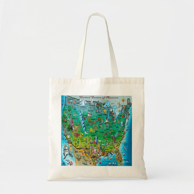 Tote Bag USA Fun Map (Devant)