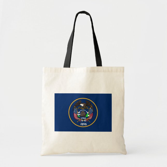 Tote Bag Utah : Le drapeau américain de l'État de la ruche, (Devant)