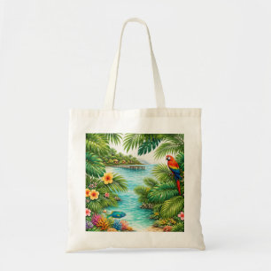 Tote Bag Utila Honduras Lagune tropicale, Ara et récif cora
