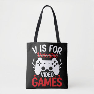 Tote Bag V est pour Jeux Vidéos avec Valentine Crossing Out