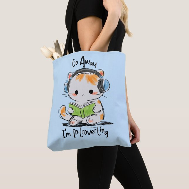 Tote Bag Va-t'en, je suis un chat introverti (De près)