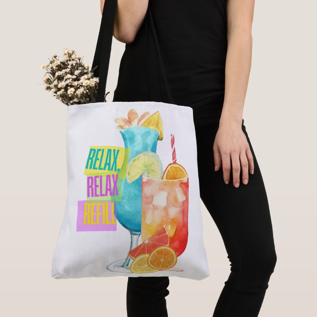Tote Bag vacances, boissons et plus (De près)