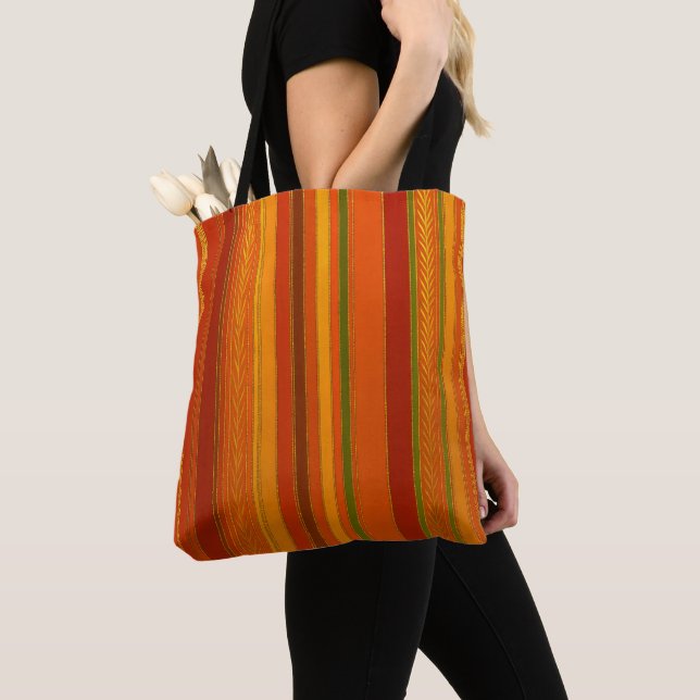 Tote Bag Vacances d'automne rayures brillantes (De près)