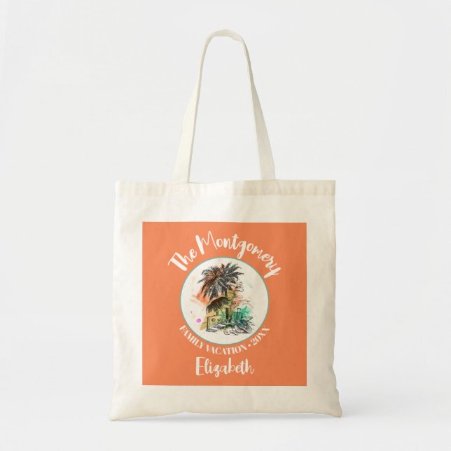 Tote Bag Vacances d'été en famille Orange (Devant)