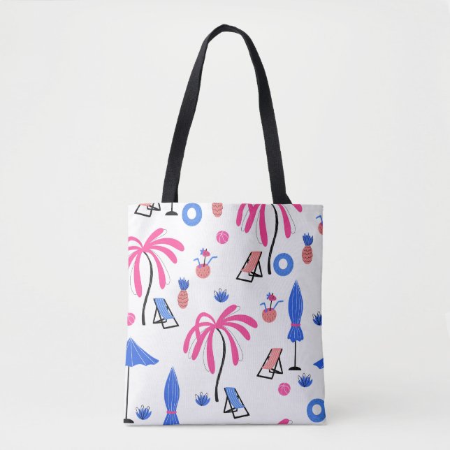 Tote Bag Vacances d'été : Palm Trees Ananas Motif (Devant)