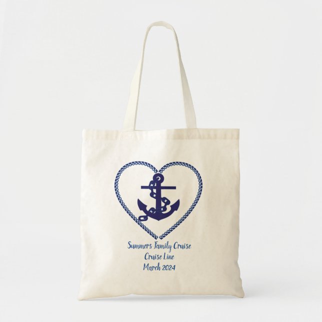 Tote Bag Vacances en croisière familiale personnalisée Ancr (Devant)