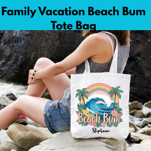 Tote Bag Vacances en famille Plage Bum Palm Trees Floral