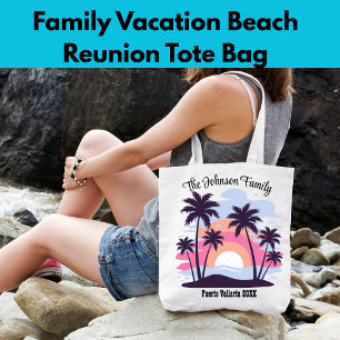 Tote Bag Vacances en famille Reunion Beach Cute Palm Tree