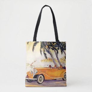 Tote Bag Vacances en famille vintage dans une voiture décap