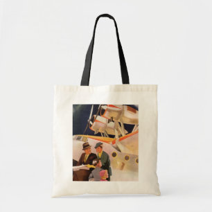 Tote Bag Vacances en famille vintage en hydravion à hélices