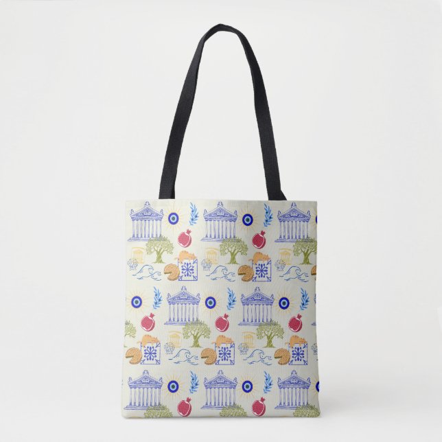 Tote Bag Vacances en Grèce Minimalisme (Devant)