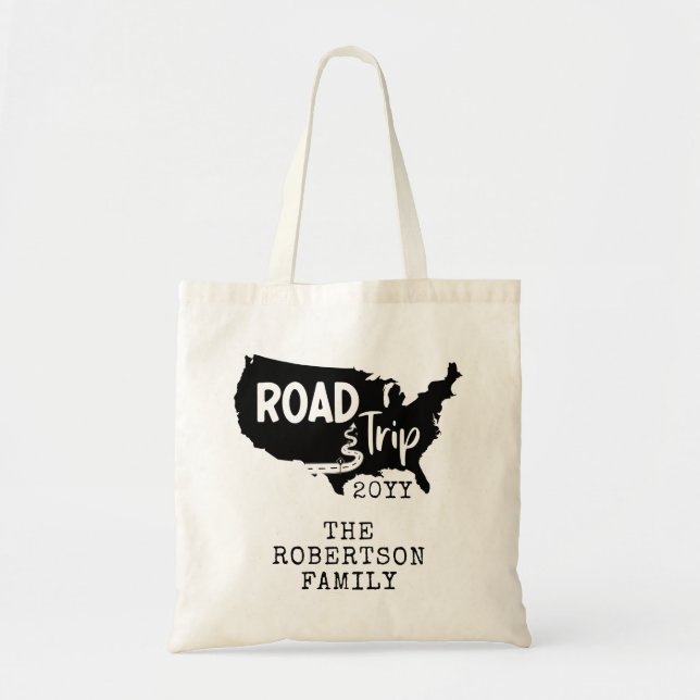 Tote Bag Vacances personnalisées | Family Road Trip USA Car (Devant)