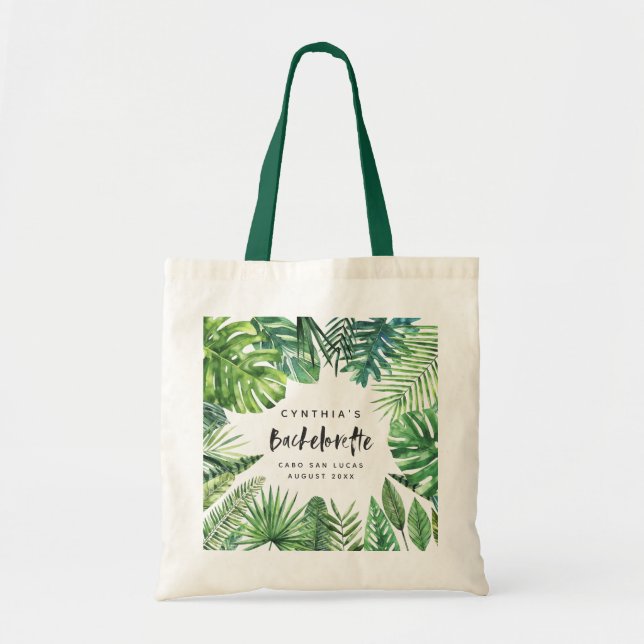 Tote Bag Vacances tropicales de bachelorette de palmette et (Devant)