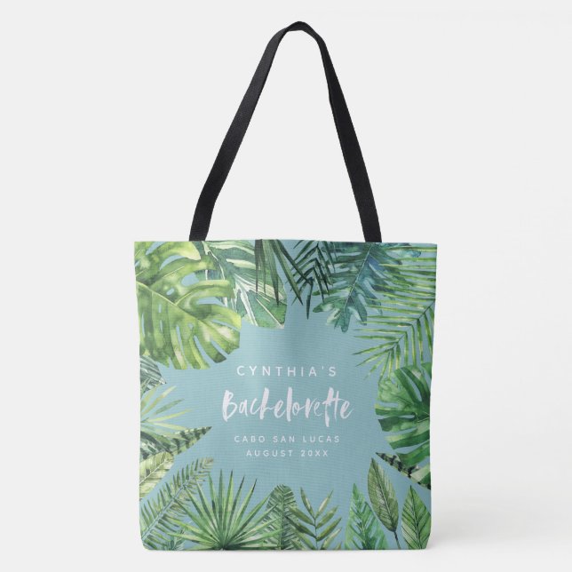Tote Bag Vacances tropicales de bachelorette de palmette et (Devant)