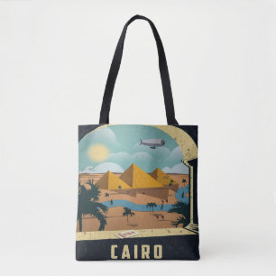 Tote Bag Vacances vintages de voyage d'image du Caire