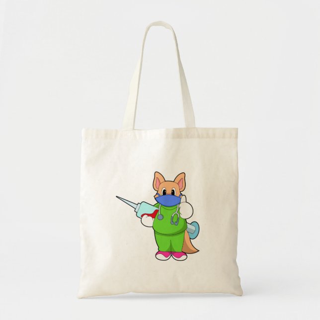 Tote Bag Vaccination au chat avec seringue (Devant)