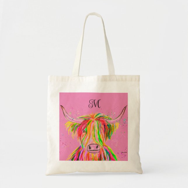 Tote Bag Vache arc-en-ciel Vache Aquarelle Nature Animal de (Devant)