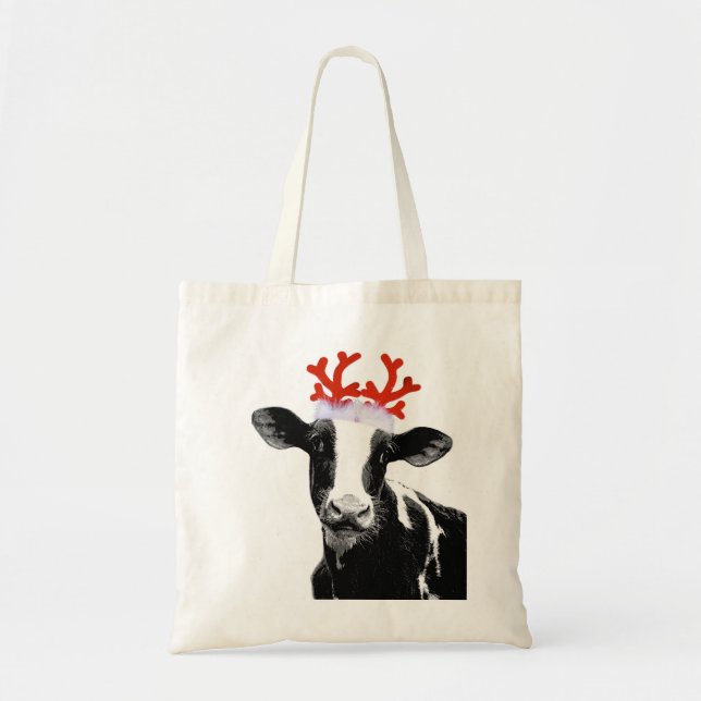 Tote Bag Vache avec des andouillers de renne (Devant)