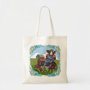 Tote Bag Vache conduisant un tracteur